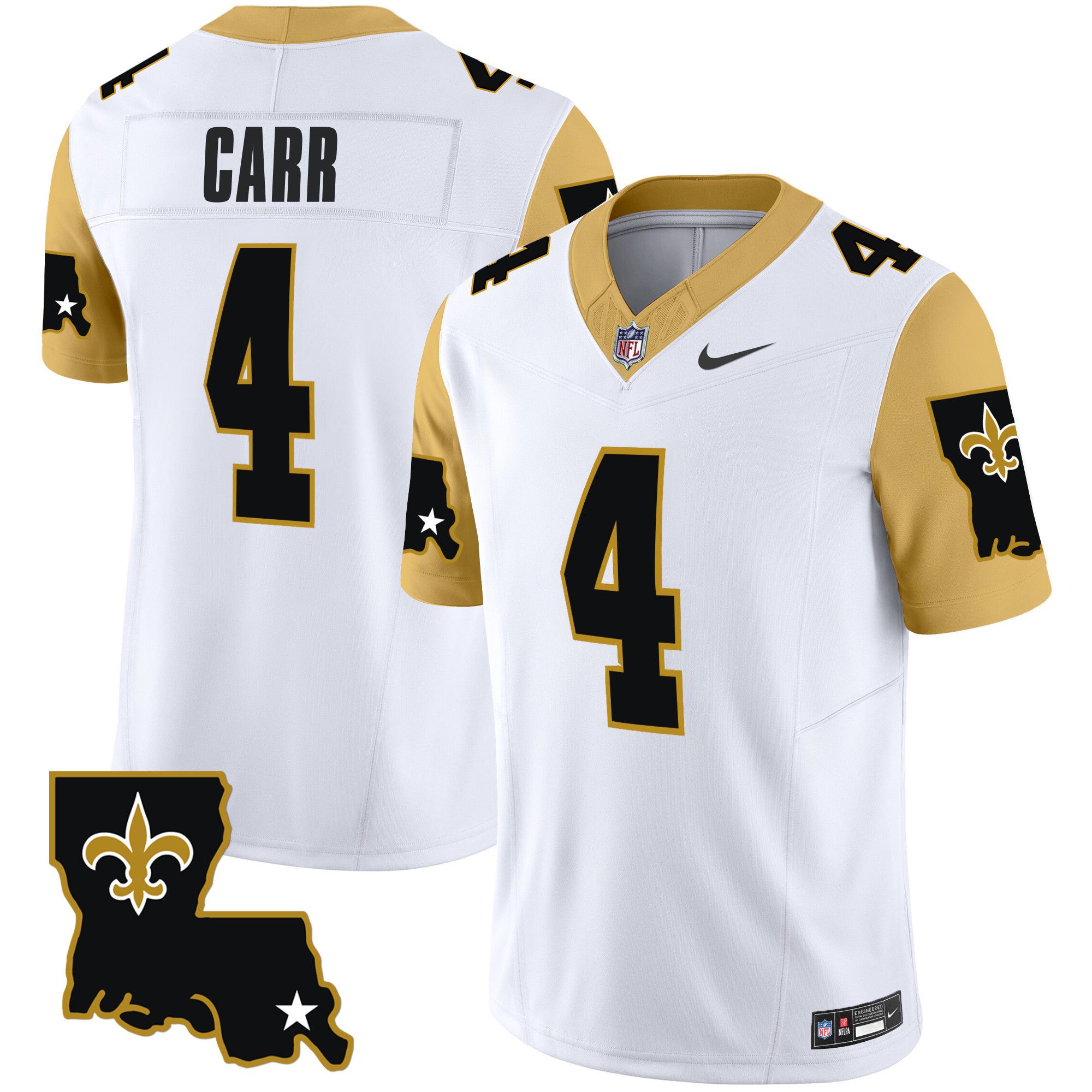Men New Orleans Saints 4 Carr White 2024 Nike 1987 Legacy Vapor Limited NFL Jersey